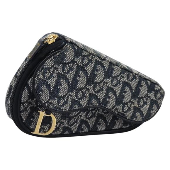Christian Dior Trotter Canvas Saddle Pouch Navy Auth 113822 - Picture 1 of 16